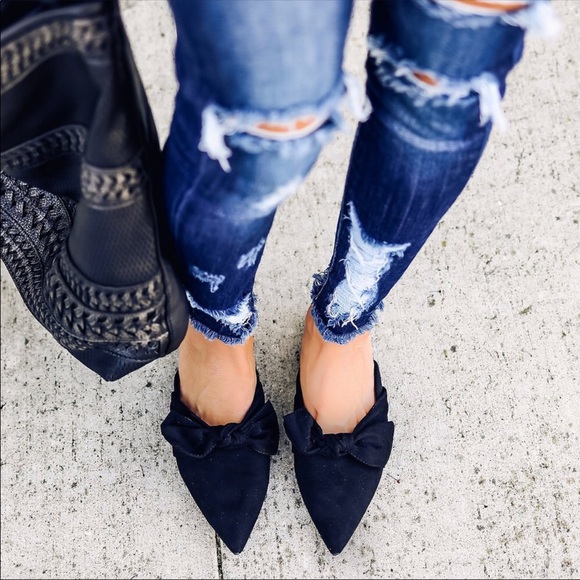 Bow faux suede slides - Picture 2 of 4